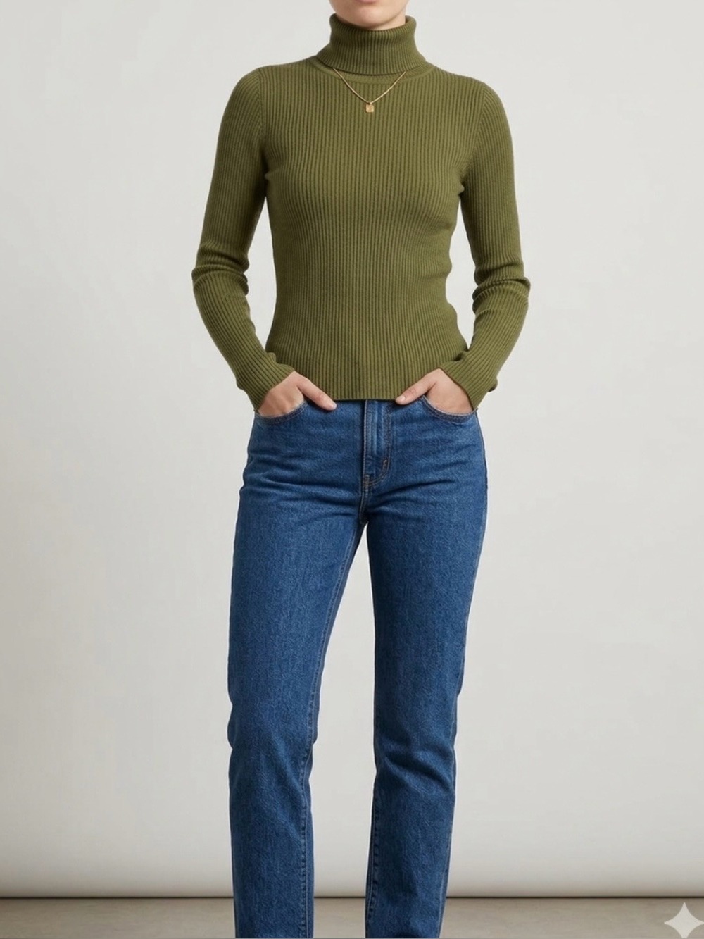 Old Navy Olive Green Ribbed Turtleneck Sweater